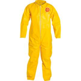 DuPont Tychem 2000 Coverall, Front Zipper, Serged Seams, Yellow, LG, 12/Qty