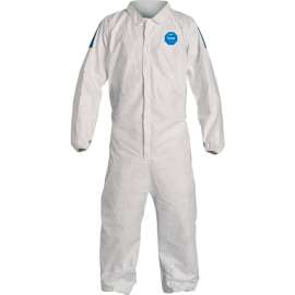 DuPont Tyvek 400D Coverall, Elastic Wrist & Ankle, Stormflap, White Blue, 3X, 25/Qty