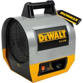 DeWALT Portable Forced Air Electric Heater W/ Adjustable Thermostat, 240V, 1 Phase, 3300 Watt