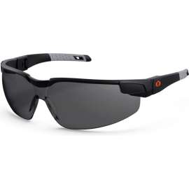 Ergodyne Dellenger Safety Glasses w/ Adjustable Temples, Smoke Lens, Matte Black Frame