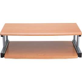 Mind Reader 2-Tier Monitor Stand Riser with Sliding Drawer, Bamboo, Brown