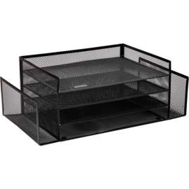 Mind Reader 6 Compartment Desk Organizer with 2 Side Compartments, 6 Pack, Black