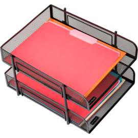Mind Reader Mesh Desktop Stackable Letter Tray, Black