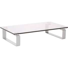 Mind Reader Glass Monitor Stand Riser with Metal Legs, Clear