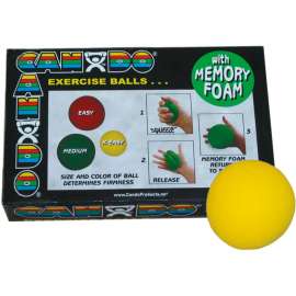 CanDo Memory Foam Squeeze Ball, 2.5" Diameter, Yellow, X-Easy