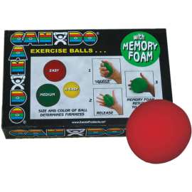 CanDo Memory Foam Squeeze Ball, 3" Diameter, Red, Easy