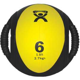CanDo Dual-Handle Medicine Ball, 6 lb., 9" Dia (23 cm), Yellow