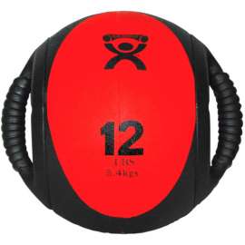 CanDo Dual-Handle Medicine Ball, 12 lb., 9" Dia (23 cm), Red