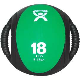 CanDo Dual-Handle Medicine Ball, 18 lb., 9" Dia (23 cm), Green