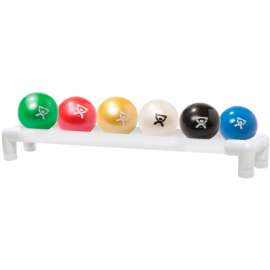 CanDo WaTE Hand-held Weighted Ball with 1-Tier PVC Rack, 6 Color Set