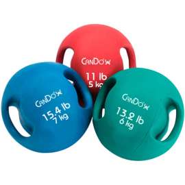 CanDo Molded Dual-Handle Medicine Ball, 11 lb. (5 kg), Red