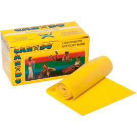 CanDo Low Powder Exercise Band, Yellow, 6 Yard Roll, 1 Roll/Box