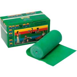 CanDo Low Powder Exercise Band, Green, 6 Yard Roll, 1 Roll/Box