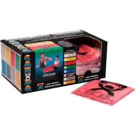 CanDo Low Powder Pre-Cut Exercise Band, Light, Red, 48"L Strip, Box of 40