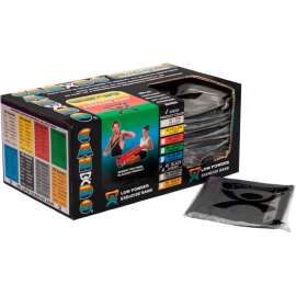CanDo Low Powder Pre-Cut Exercise Band, X-Heavy, Black, 48"L Strip, Box of 40