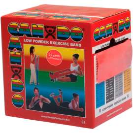 CanDo Low Powder Exercise Band, Red, 25 Yard Roll, 1 Roll/Box