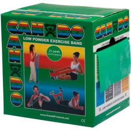 CanDo Low Powder Exercise Band, Green, 25 Yard Roll, 1 Roll/Box