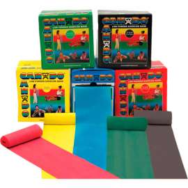 CanDo Low Powder Exercise Band, 25 Yard Rolls, 5 Color Set