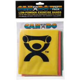 CanDo Low Powder Exercise Band PEP Pack, 4' Band, Easy - Yellow, Red, Green