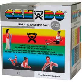 CanDo Latex-Free Exercise Band, Silver, 25 Yard Roll, 1 Roll/Box