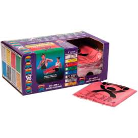 CanDo Latex Free Pre-Cut Exercise Band, Light, Red, 48"L Strips, Box of 40