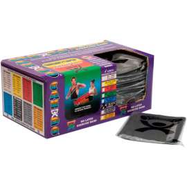 CanDo Latex Free Pre-Cut Exercise Band, X-Heavy, Black, 48"L Strips, Box of 40