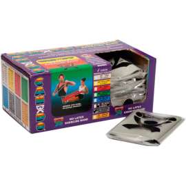 CanDo Latex Free Pre-Cut Exercise Band, XX-Heavy, Silver, 48"L Strips, Box of 40