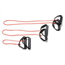CanDo Exercise Tubing with Handles, Full Body Set -18", 36", 48"), Red, 3/Set