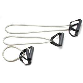 CanDo Exercise Tubing with Handles, Full Body Set -18", 36", 48"), Silver, 3/Set