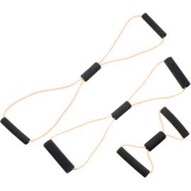 CanDo BowTie Tubing Exerciser, Full Body Set -14", 22", 30"), Tan, 3/Set