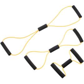 CanDo BowTie Tubing Exerciser, Full Body Set -14", 22", 30"), Yellow, 3/Set