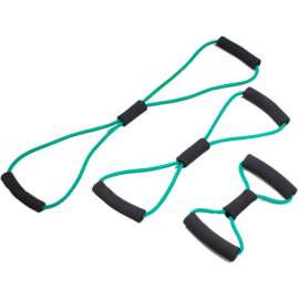 CanDo BowTie Tubing Exerciser, Full Body Set -14", 22", 30"), Green, 3/Set