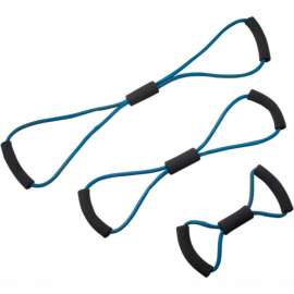 CanDo BowTie Tubing Exerciser, Full Body Set -14", 22", 30"), Blue, 3/Set