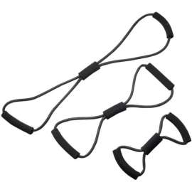 CanDo BowTie Tubing Exerciser, Full Body Set -14", 22", 30"), Black, 3/Set