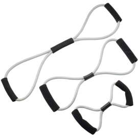 CanDo BowTie Tubing Exerciser, Full Body Set -14", 22", 30"), Silver, 3/Set