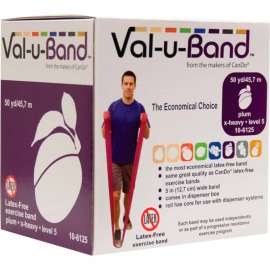 Val-u-Band Latex Free Exercise Band, Plum - Level 5, 50 Yard Roll/Box