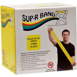 Sup-R Band Latex Free Exercise Band, Yellow, 50 Yard Roll/Box