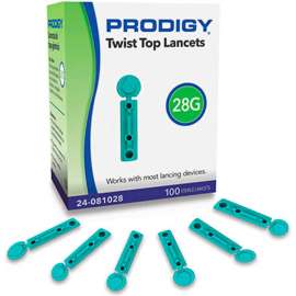 Prodigy Twist Top Lancets, 28G, 100 Count