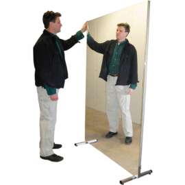 Ultra-Safe Glassless Mirror, Stationary with Stand, Vertical, 48"W x 72"H