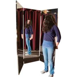 Ultra-Safe Glassless Mirror, Free-Standing, 3-Panel, 16"W x 48"H Panels
