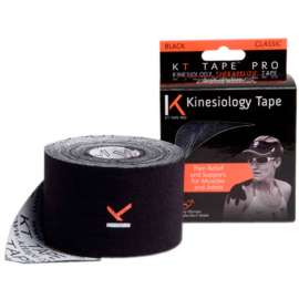 KT Kinesiology Tape, Uncut, 2" x 16 ft., Black, Set of 4 Rolls