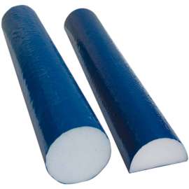 CanDo White PE Foam Roller with Blue TufCoat , Half-Round, 4" Dia. x 12"L
