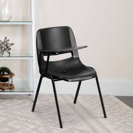 Flash Furniture Ergonomic Shell Chair - Right Handed Tablet Arm - Black - 5 per Pack
