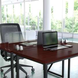 Flash Furniture Clear Acrylic Desk Partition with Hardware, 12"H x 55"W