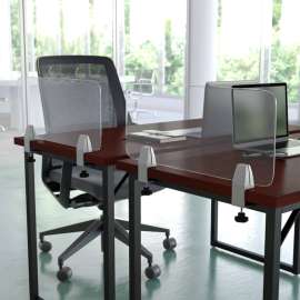 Flash Furniture Clear Acrylic Desk Partition with Hardware, 12"H x 23"W