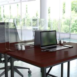 Flash Furniture Clear Acrylic Desk Partition with Hardware, 18"H x 47"W