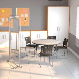 Flash Furniture 3 Panel Transparent Acrylic Mobile Partition with Lockable Casters - 71"W x 72"H