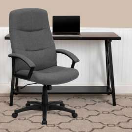 Flash Furniture High-Back Executive Swivel Office Chair with Stitch Back and Arms - Fabric - Gray