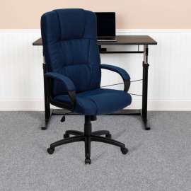 Flash Furniture High Back Navy Blue Fabric Executive Swivel Office Chair with Arms