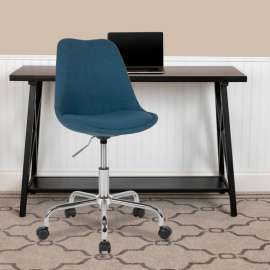 Flash Furniture Fabric Task Office Chair w/Pneumatic Lift & Chrome Base, Blue - Aurora Series
